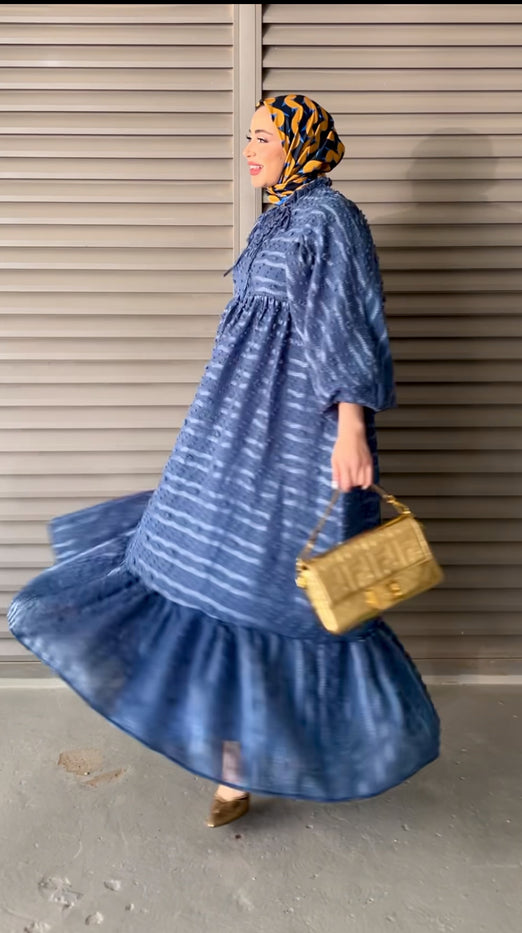 NAYV BLUE EMBOSSED  DRESS 2309190012-06