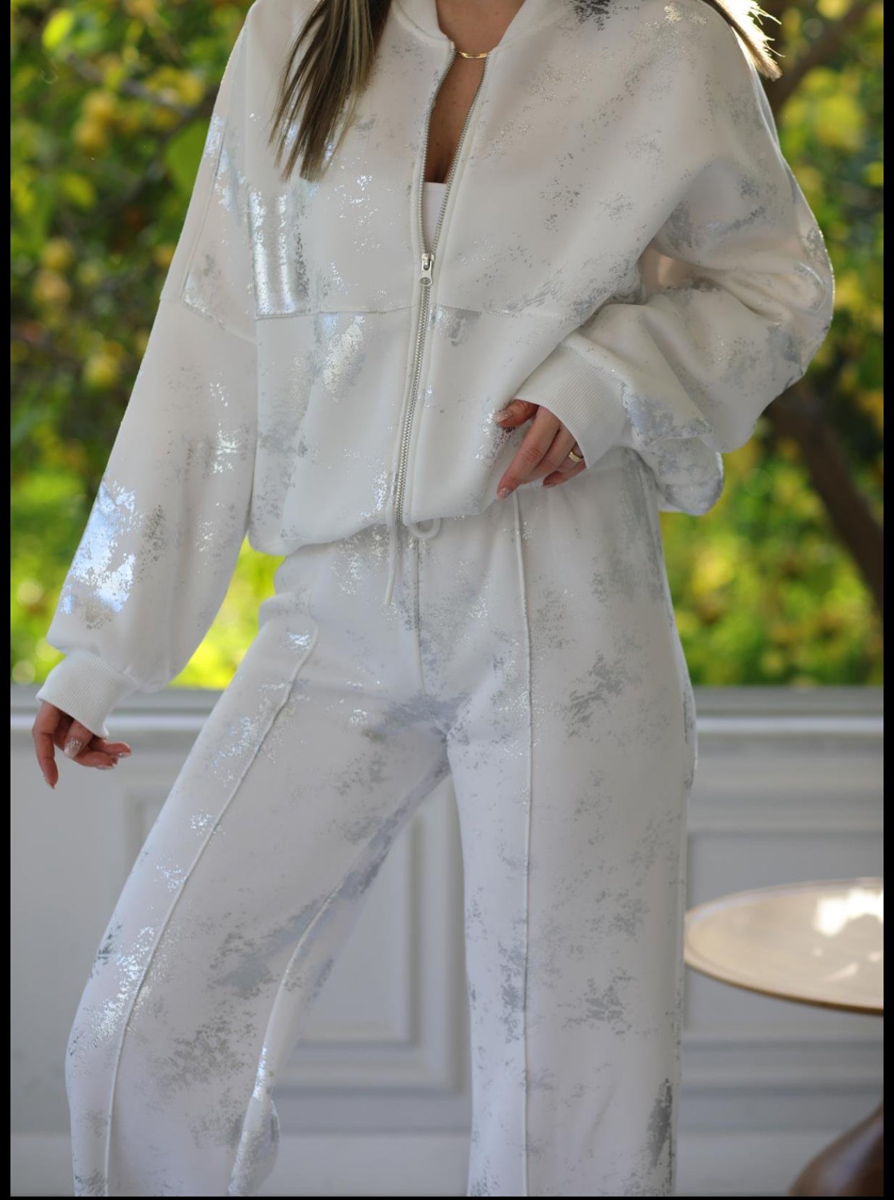 White gilded tracksuit