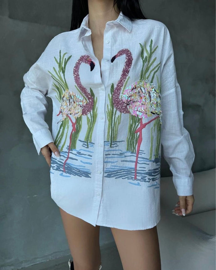 Cotton flamingo shirt