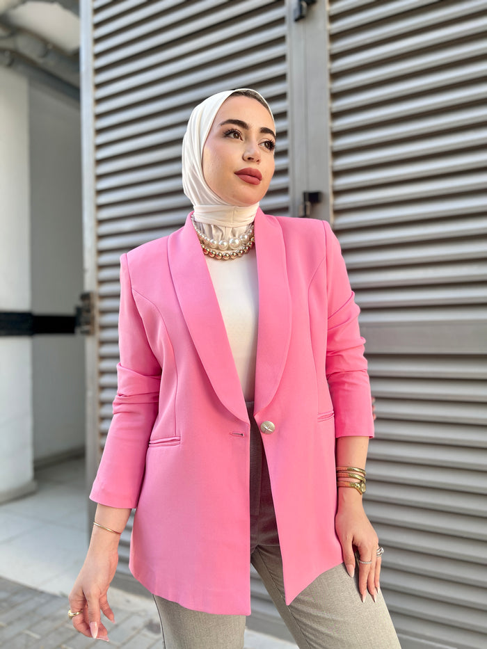 Pink  shawl collar blazer