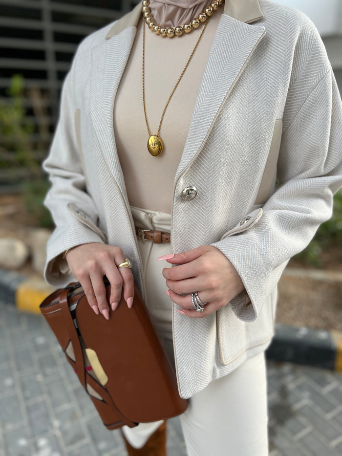 Beige casual button detail jacket