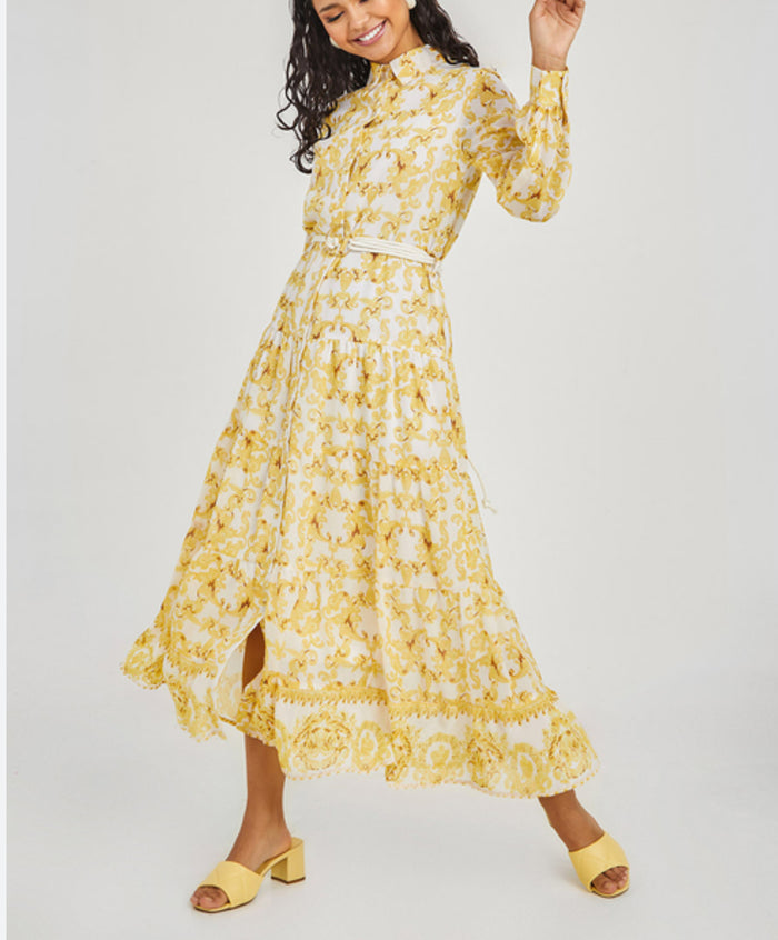 Yellow chiffon dress