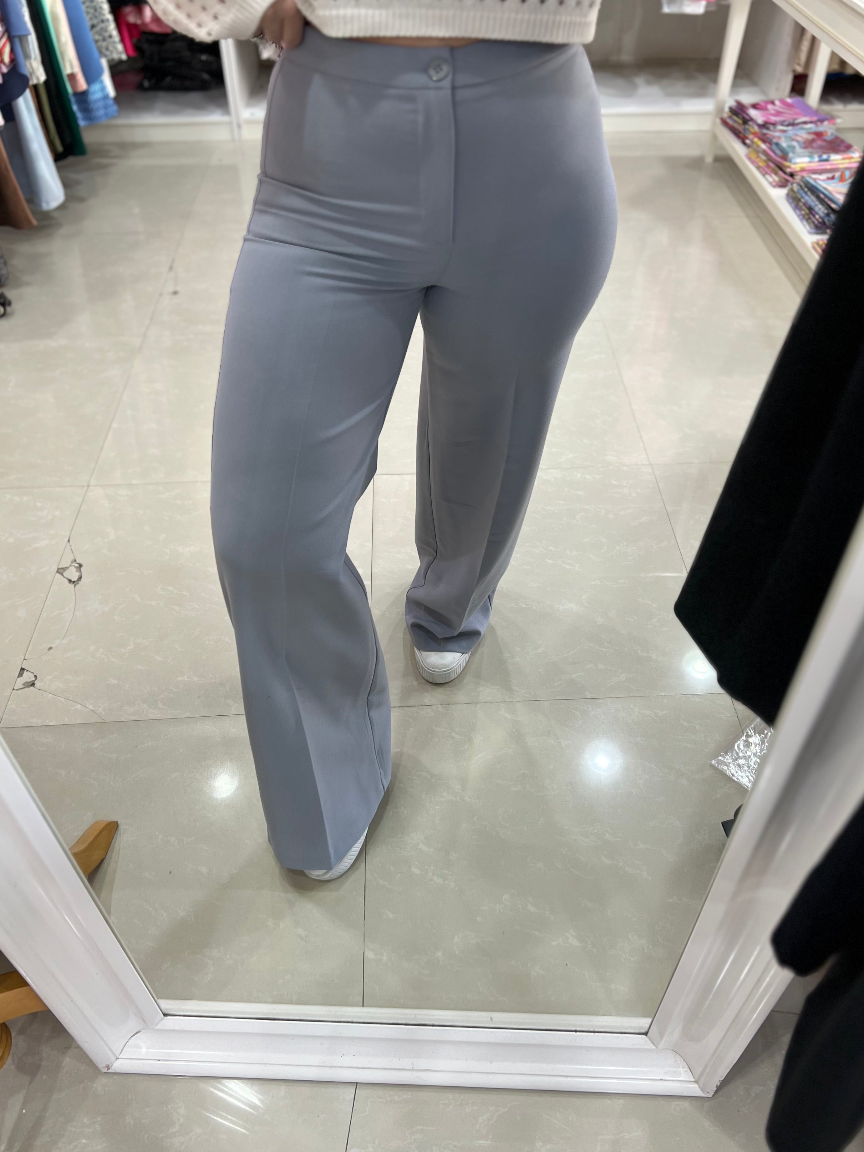 Atlas grey wide leg high waist trousers