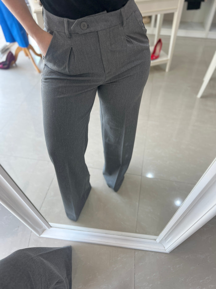 High waits wide leg pocket grey pants