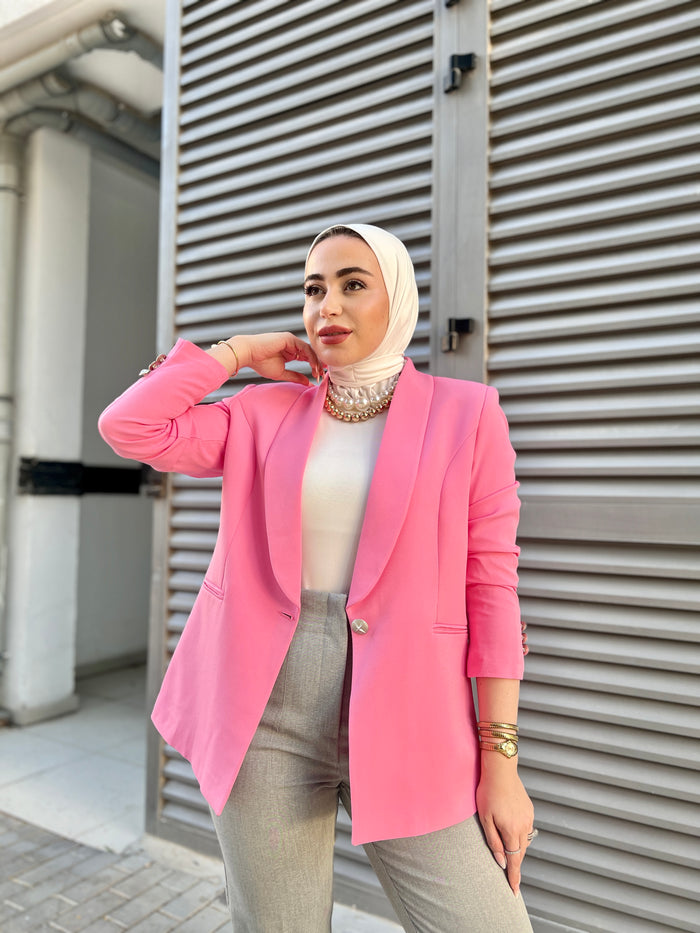 Pink  shawl collar blazer