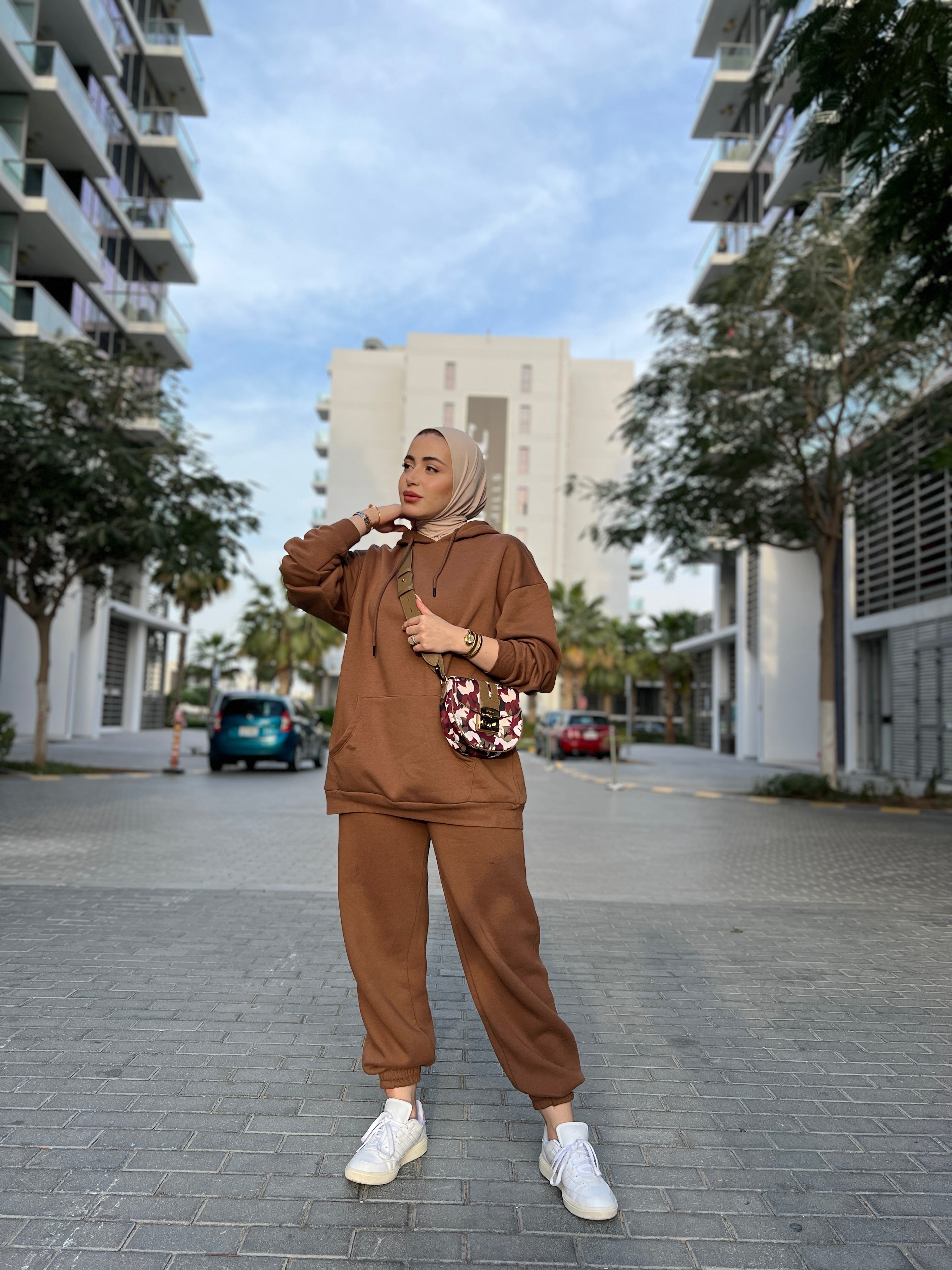 Brown tracksuit with hoodie