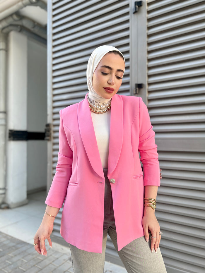 Pink  shawl collar blazer