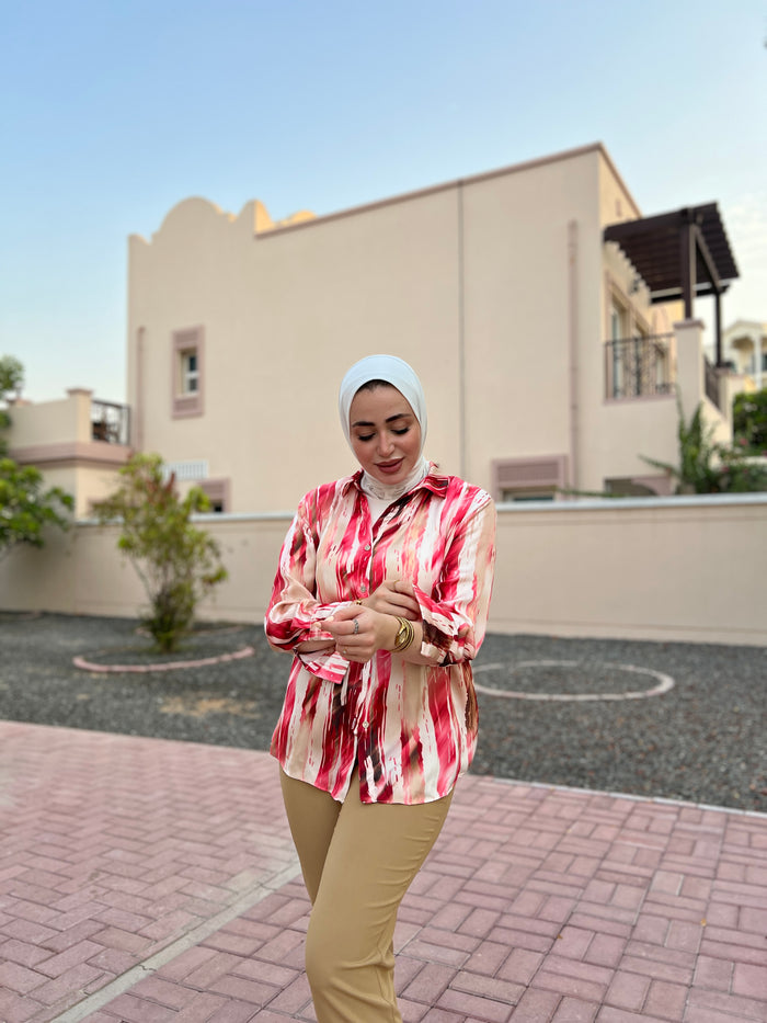 Red  satin shirt