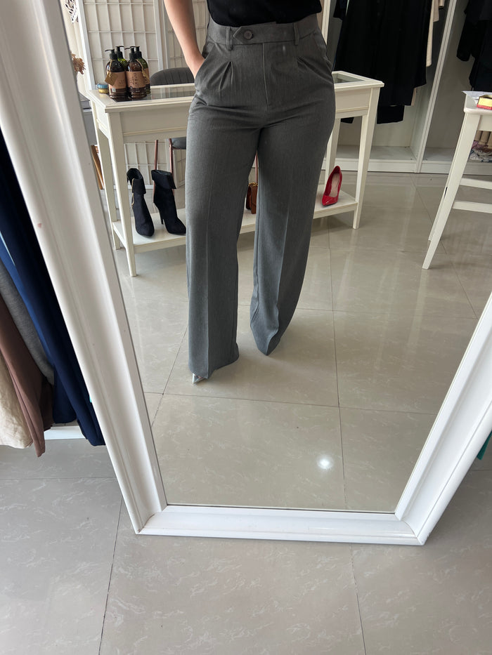 High waits wide leg pocket grey pants