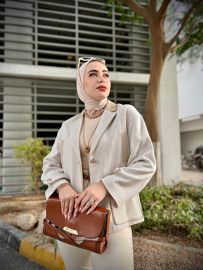 Beige casual button detail jacket