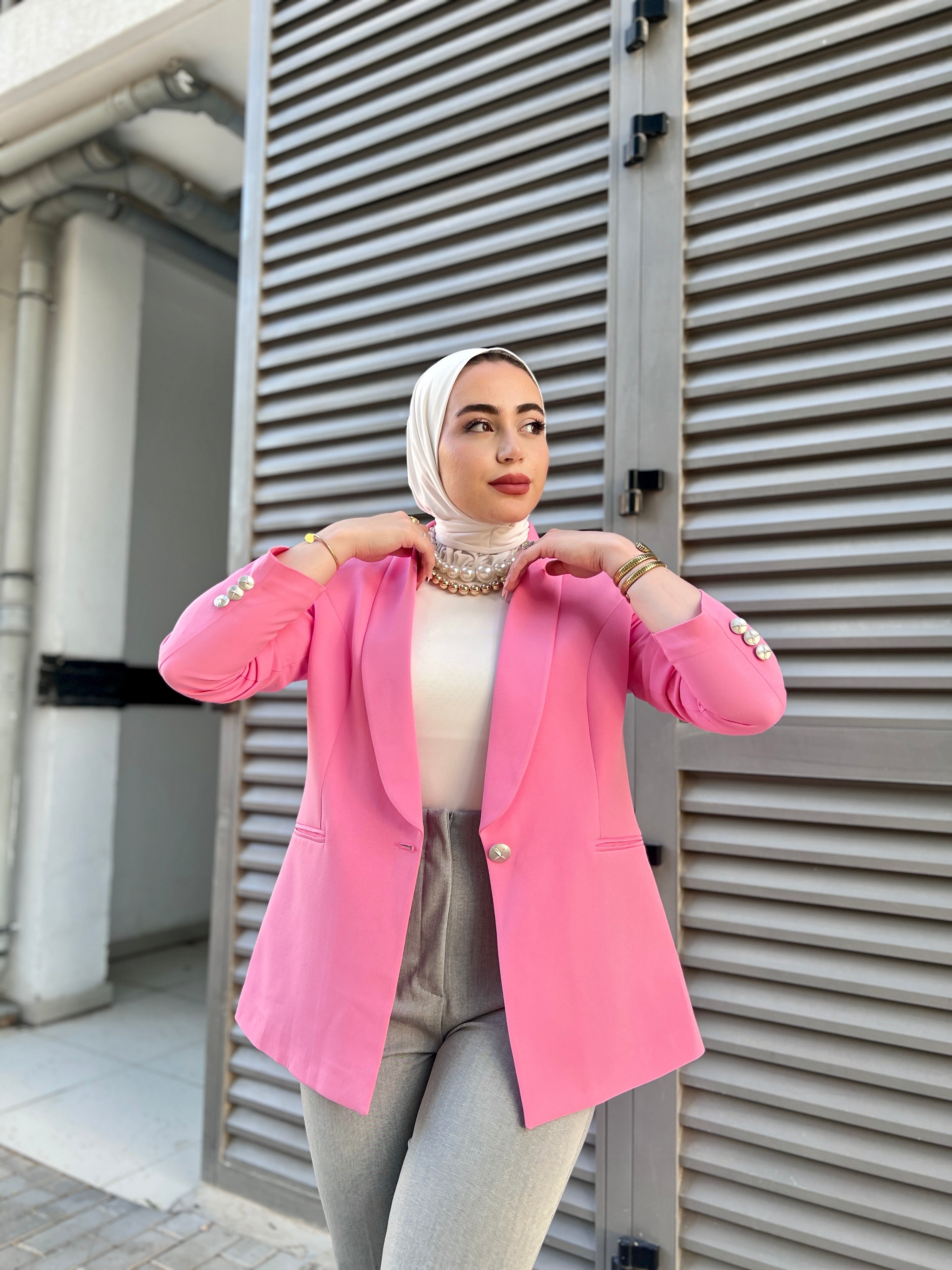 Pink  shawl collar blazer