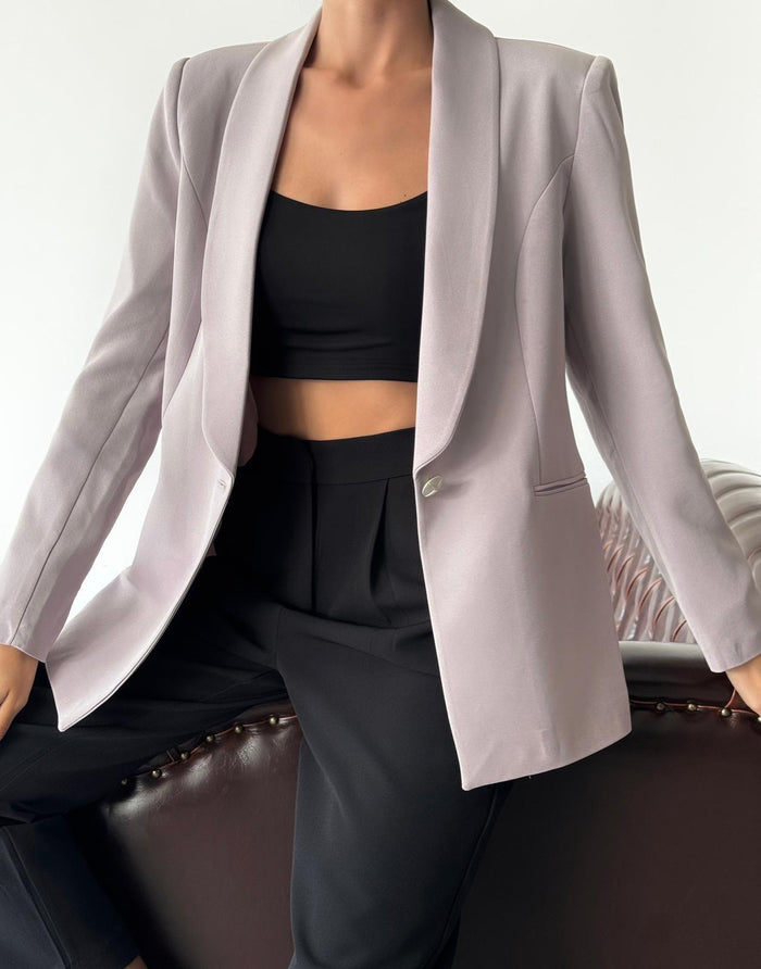 Grey shawl collar blazer