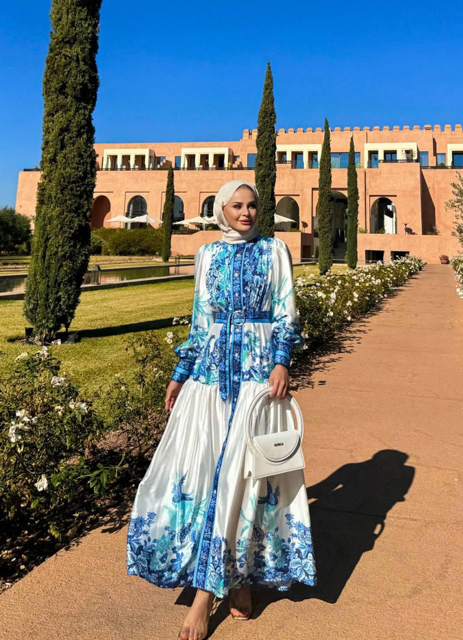 Blue Long sleeve floral dress