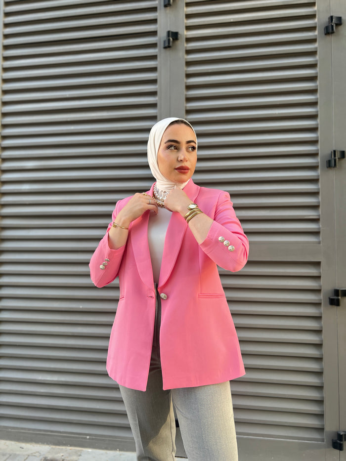 Pink  shawl collar blazer