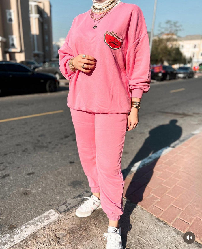 Pink tracksuit  with melon