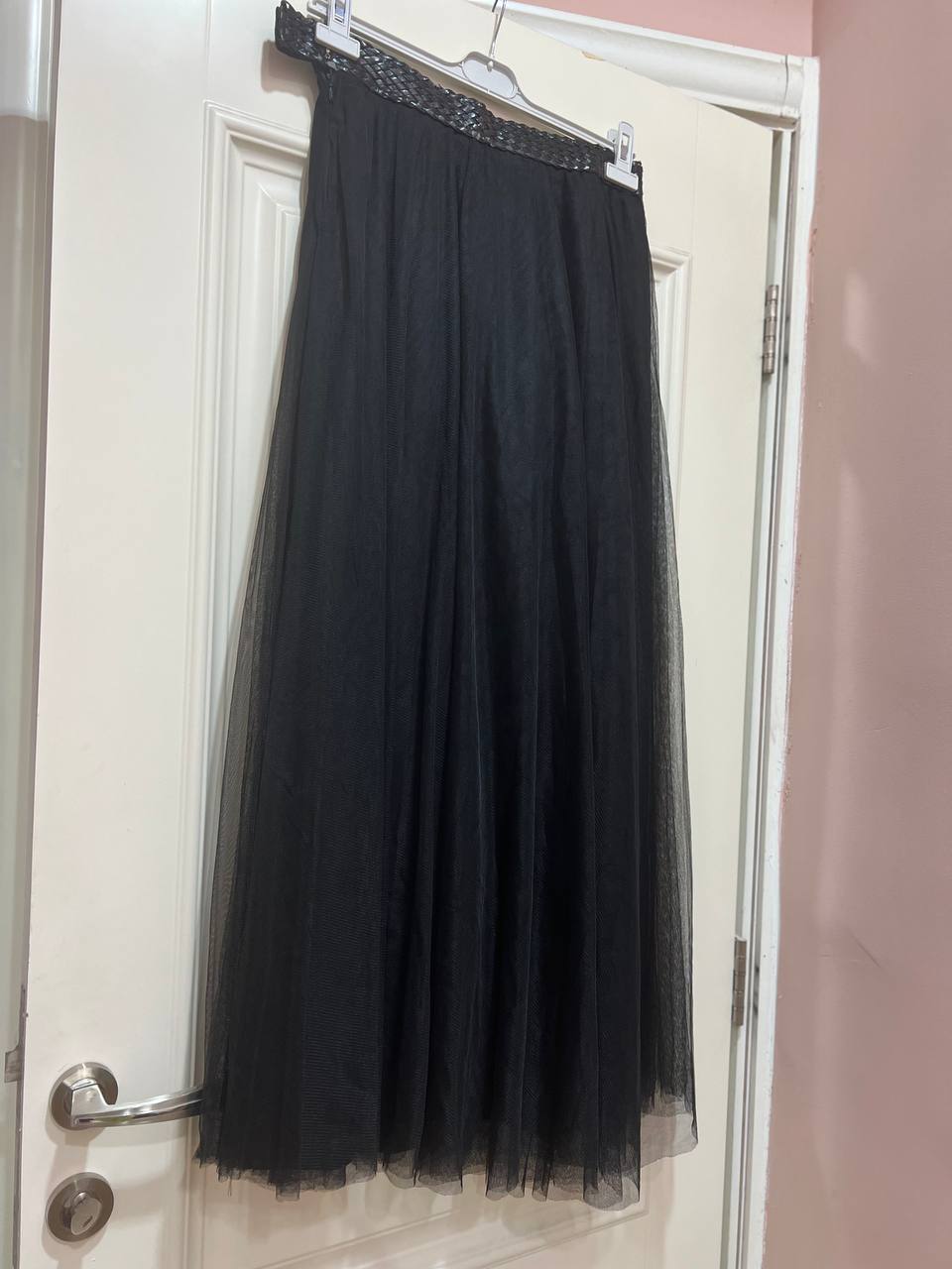 black tulle long skirt