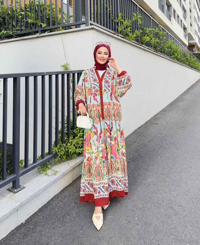 Red floral dress