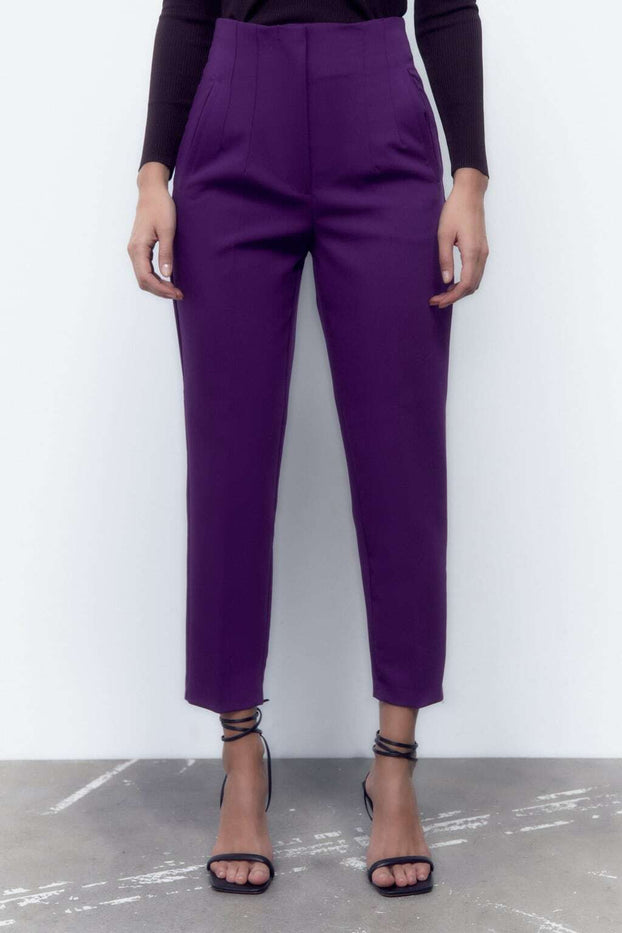 Dark Purple orijinal brand design trousers 2304240041-01