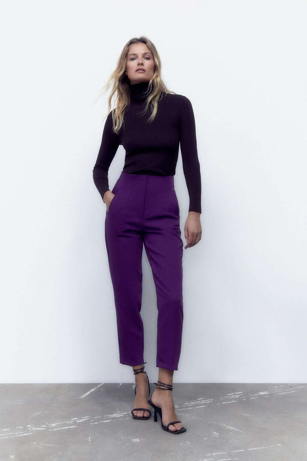 Dark Purple orijinal brand design trousers 2304240041-01