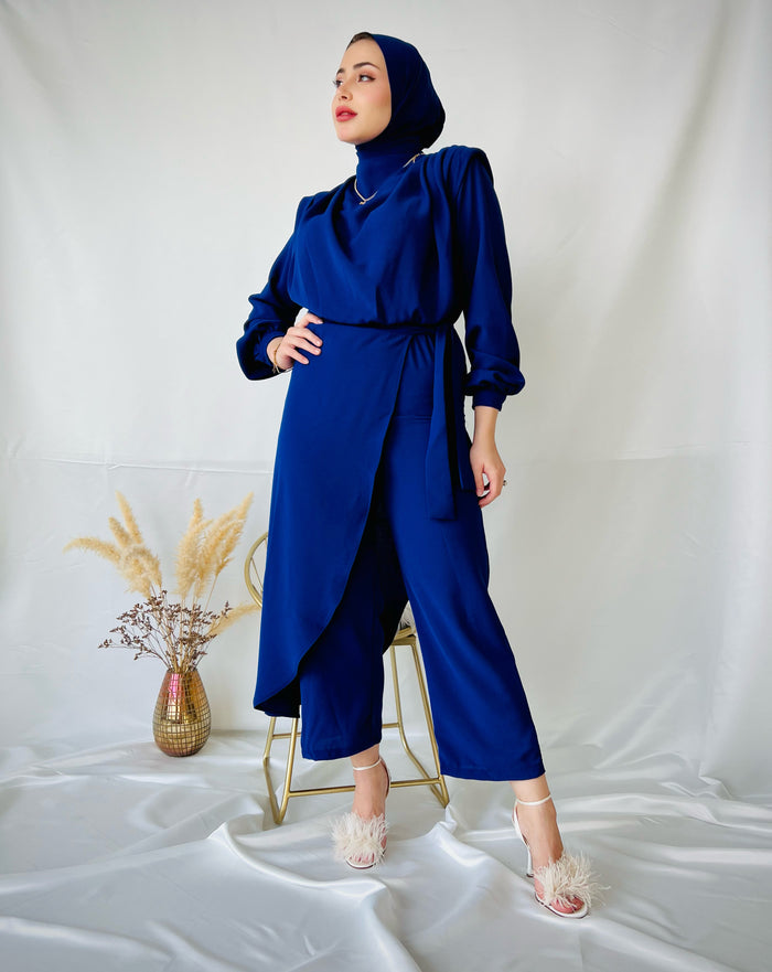 Royal Blue Jump Suit with skirt details