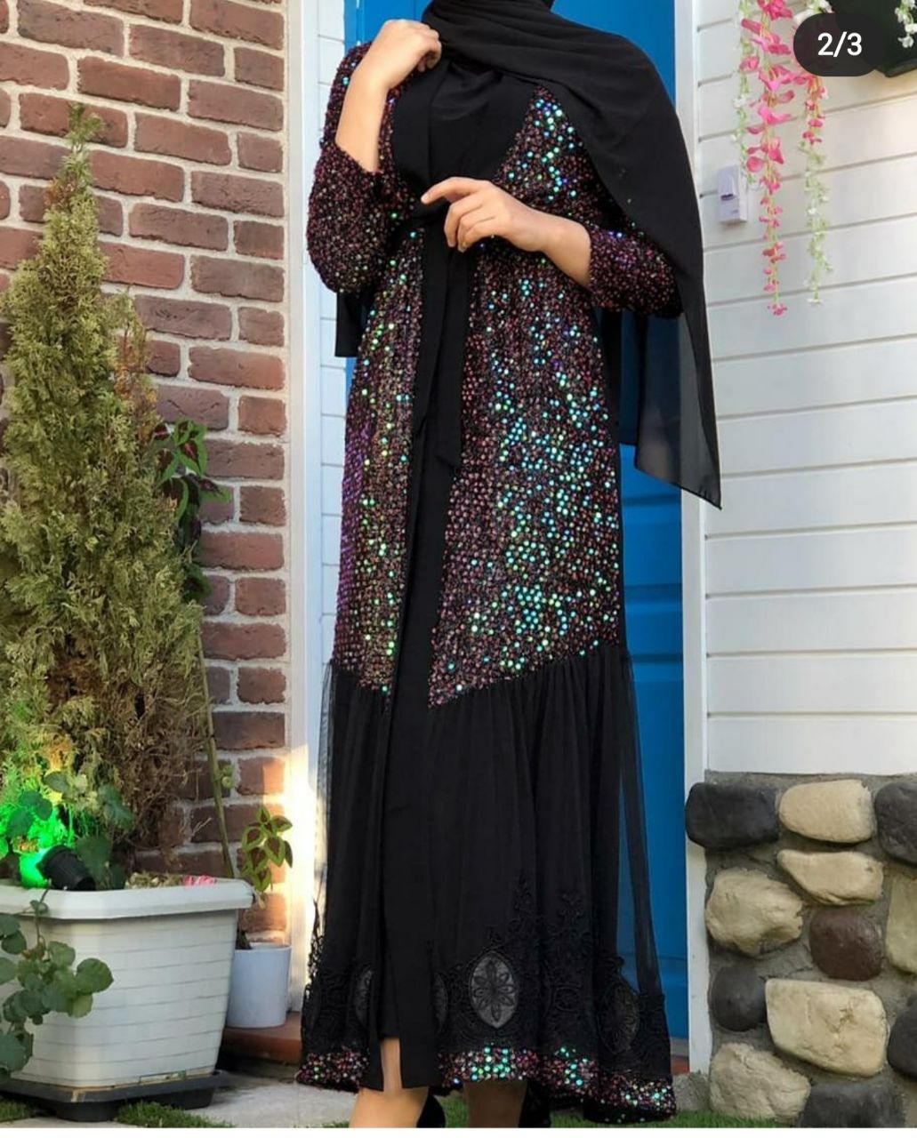 black sequin abaya