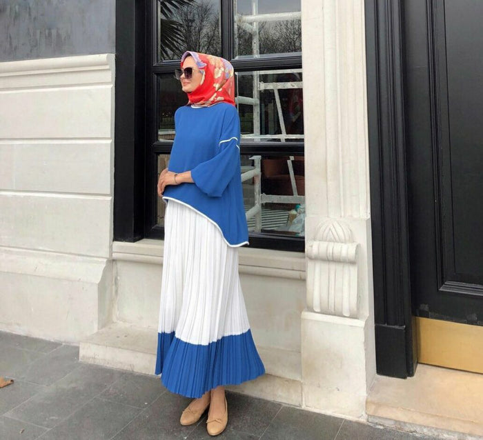 blue skirt set