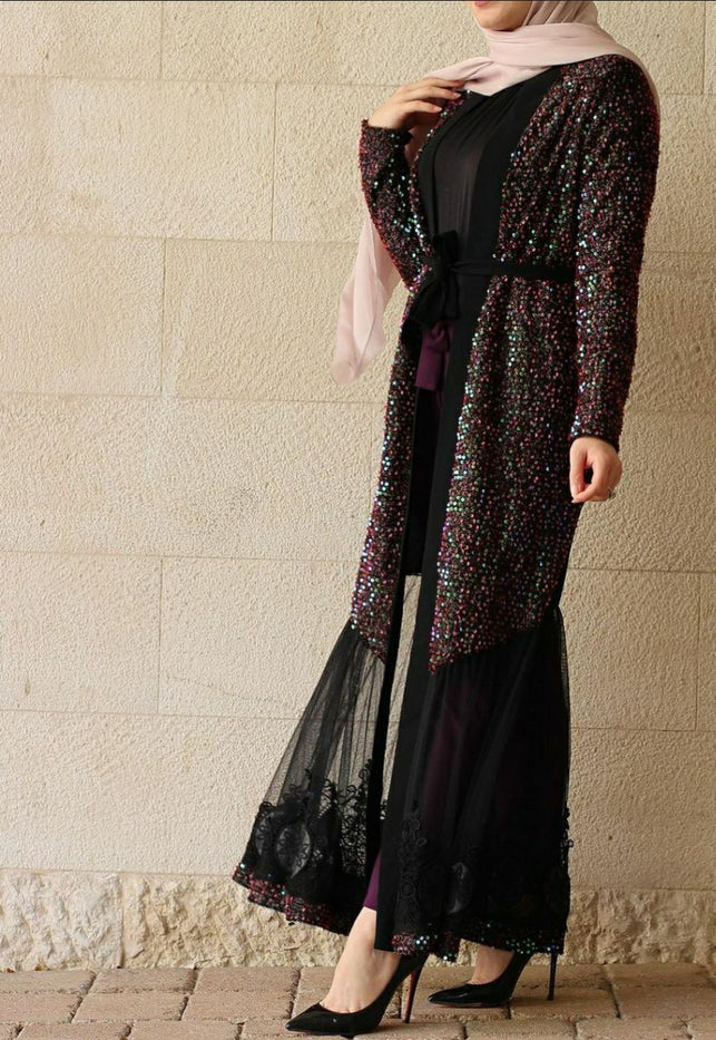 black sequin abaya