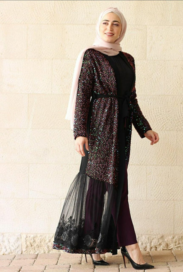 black sequin abaya