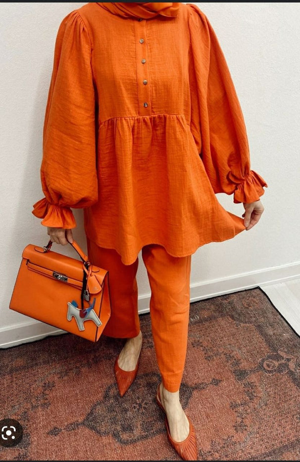 orange muslin set