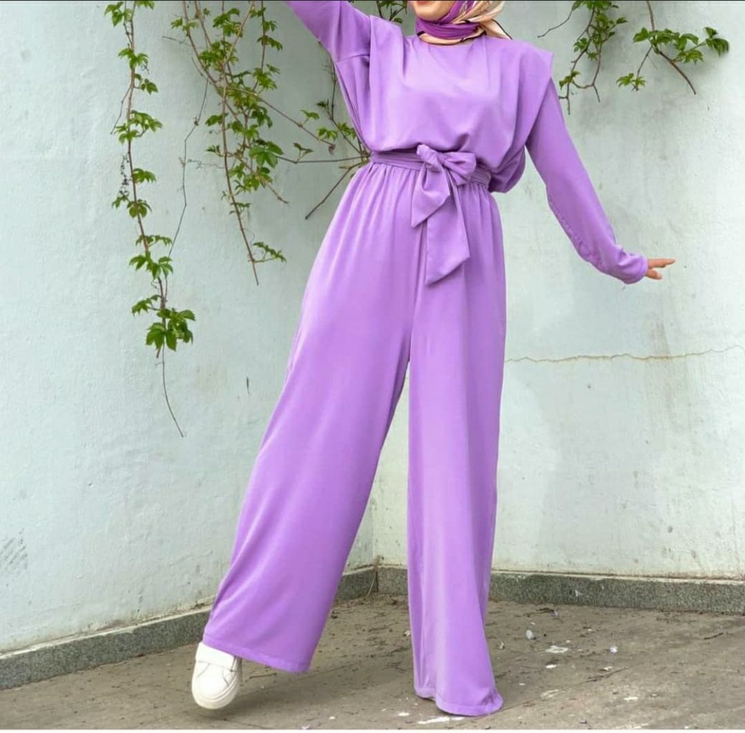 purple with belt pants set