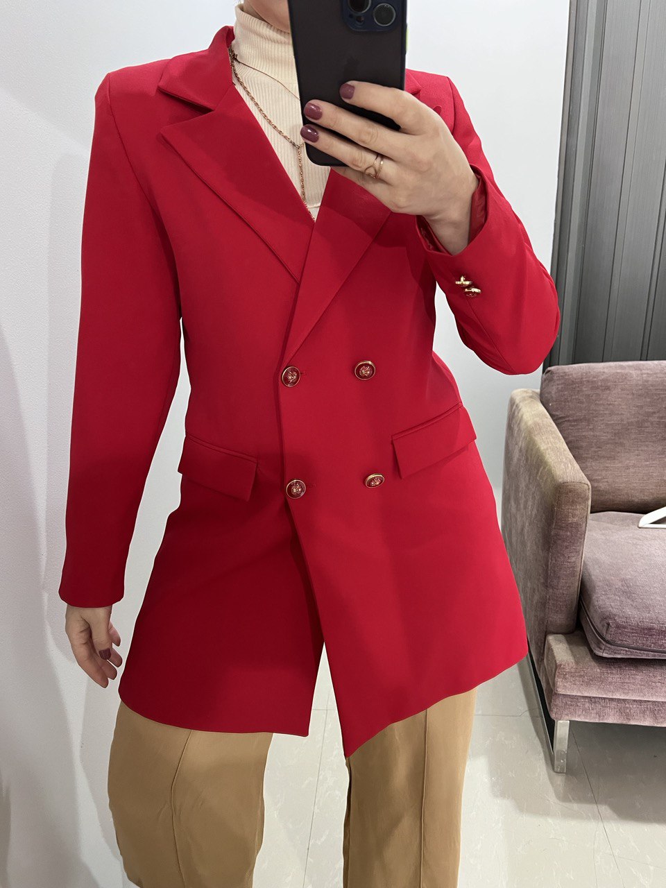 Red long blazer