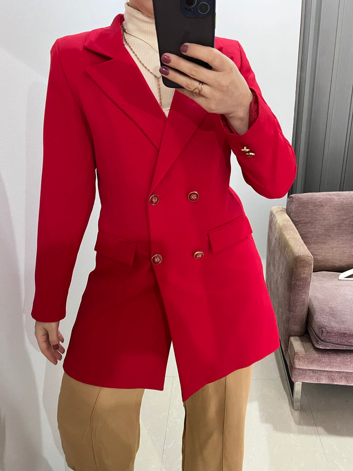 Red long blazer