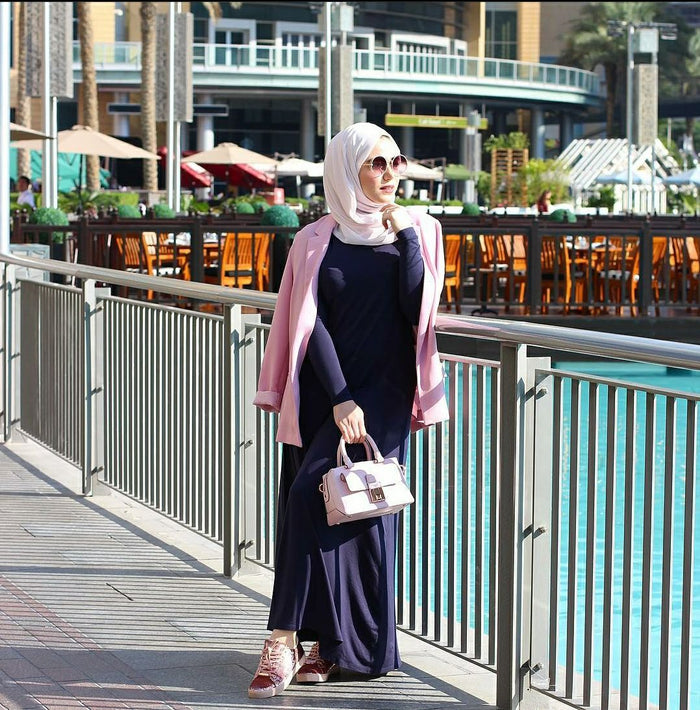 dark blue cotton dress