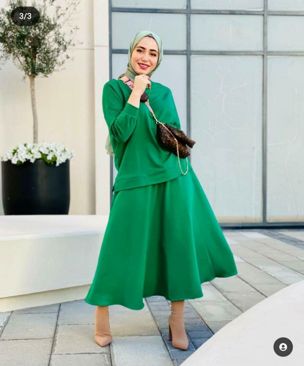 green cotton skirt set