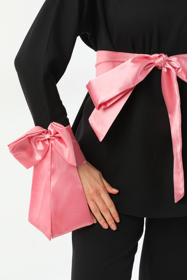 BLACK-PINK BOW SUIT 2304240011-01