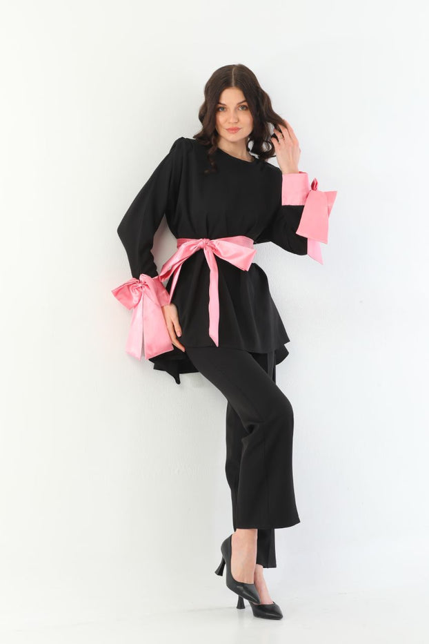 BLACK-PINK BOW SUIT 2304240011-01