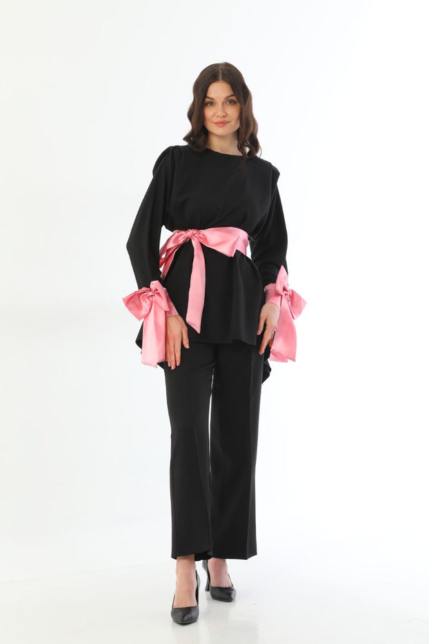 BLACK-PINK BOW SUIT 2304240011-01