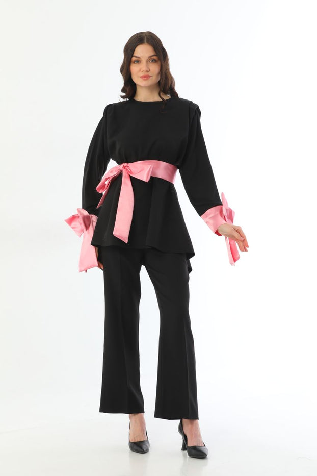 BLACK-PINK BOW SUIT 2304240011-01