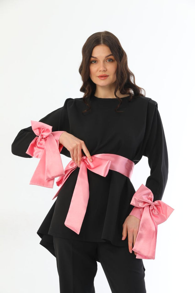 BLACK-PINK BOW SUIT 2304240011-01